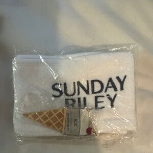 Sunday Riley White Headband with Gold Ice Cream Charm